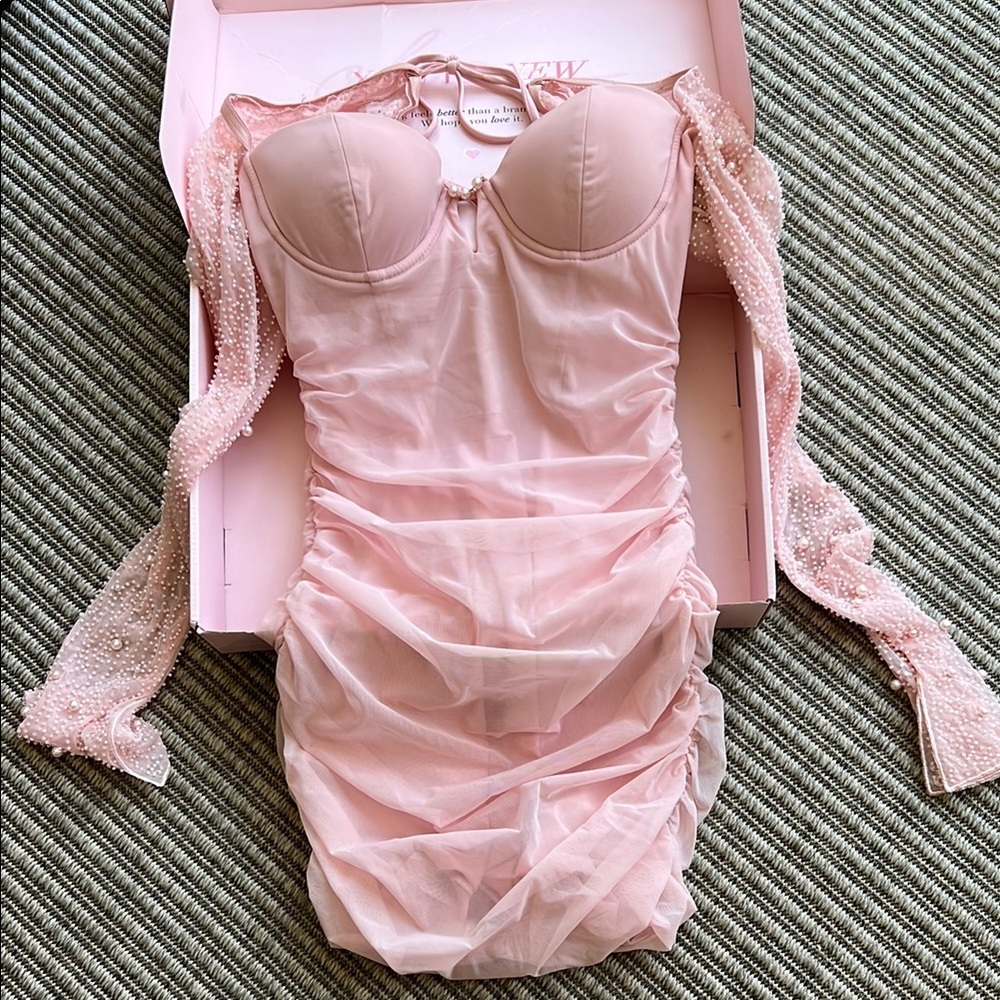 Elegant Oh Polly blush colored St. Germaine Dress